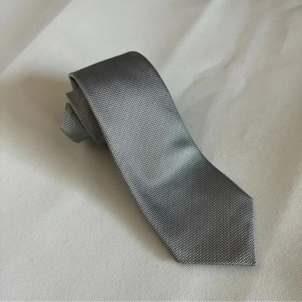 Robert Talbott Nordstrom Tie Hand Sewn Silk/Rayon Gray Textured Geometric Print